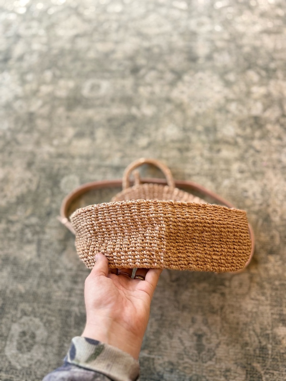Clare V. Straw Alice Handle Bag Gold Hardware Beach Boho Spring Summer Luxury - Picture 3 of 13